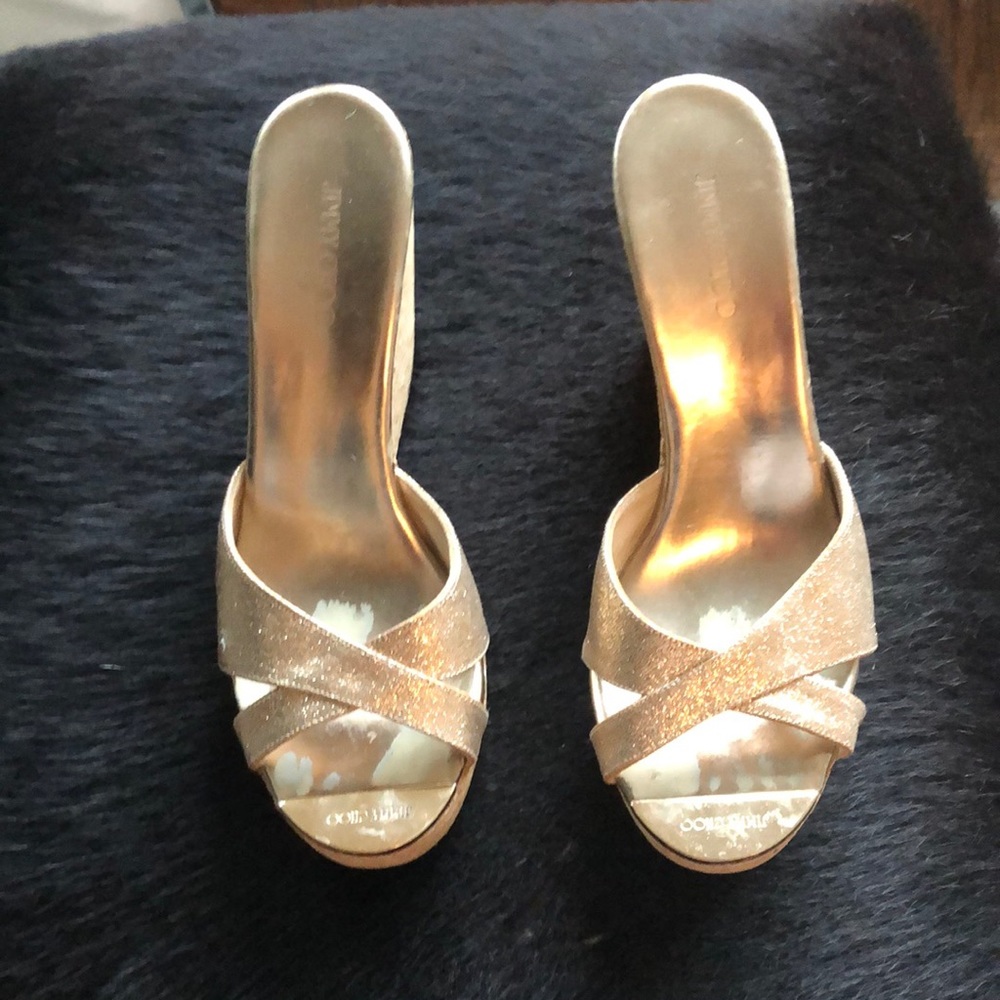 Jimmy choo Gold wedge sandals
